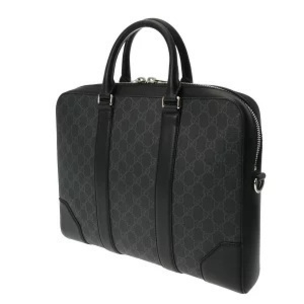 Gucci GG Leather Business Briefcase Bag Supreme Black